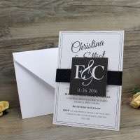 Black and White Invitation Card Simple Style Business Card Wedding Invitation with Envelope